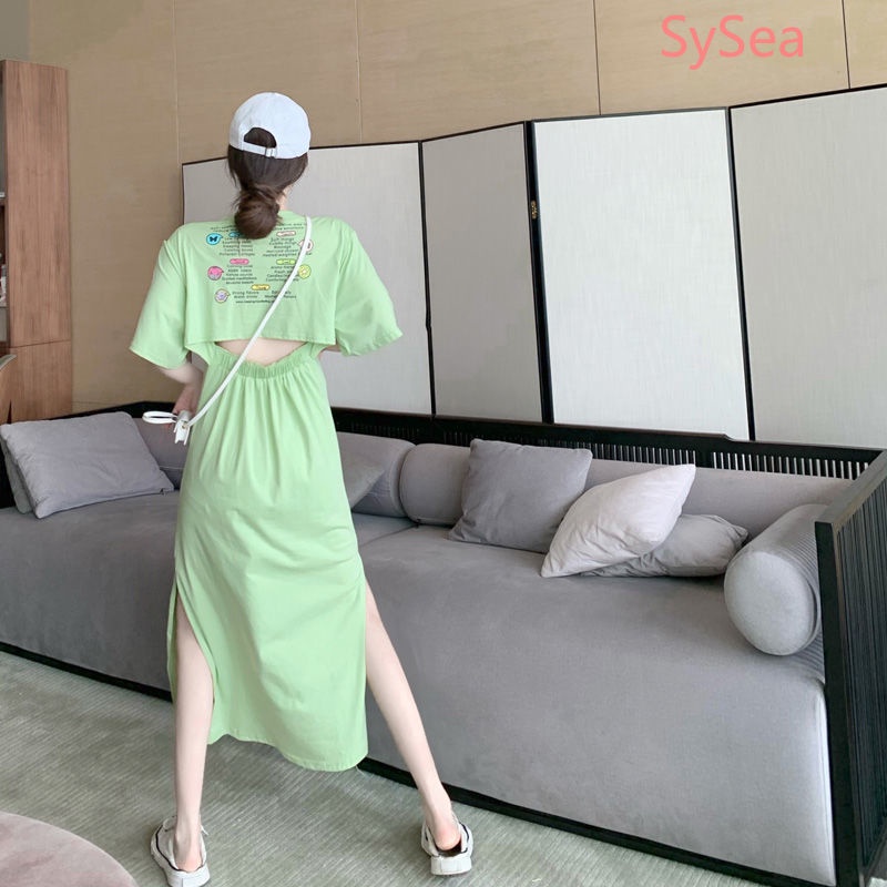 Đầm Xẻ Tà Họa Tiết Chữ In Plus size