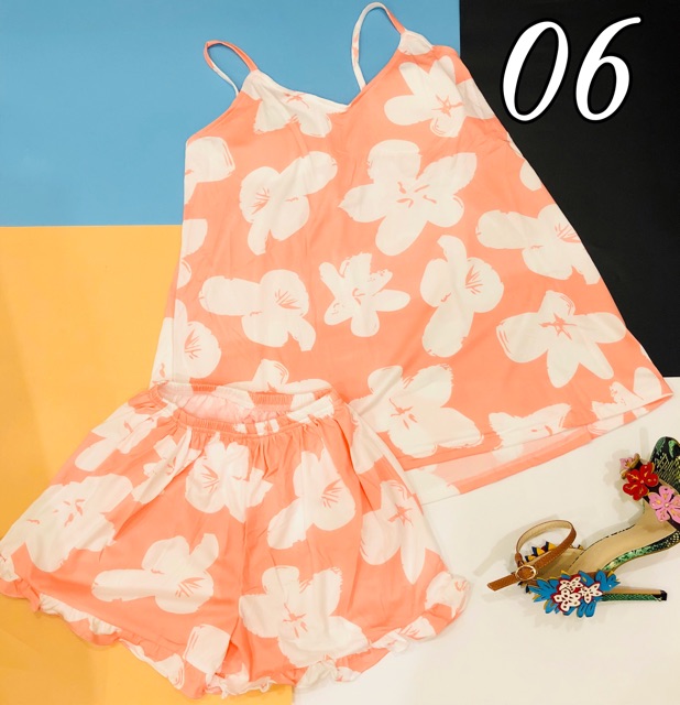 Bộ đồ ngủ 2 dây kèm lót ngực loại 1 chuẩn túi zip hàng Quảng Châu cao cấp