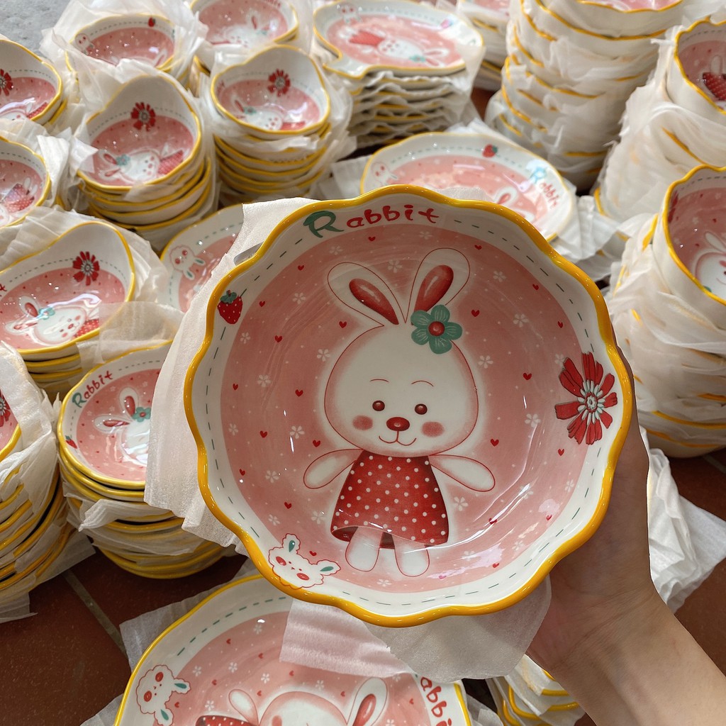 Bộ bát đĩa hình thỏ vô cùng xinh yêu sét 13 món