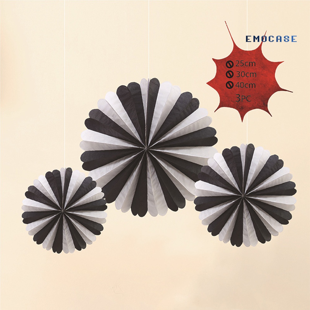 Set 3 Phụ Kiện Treo Trang Trí Tiệc Halloween Hình Tổ Ong / Tròn Bằng Giấy