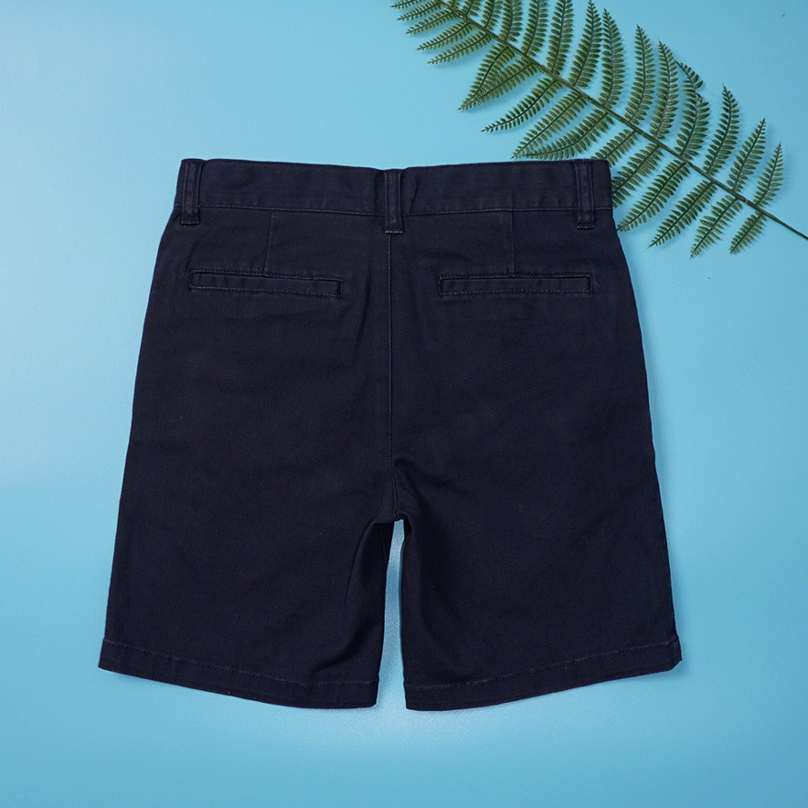 Quần short kaki Runnavy bé trai 4-10 tuổi, sooc đùi cotton co giãn in họa tiết, cạp cài cúc chun