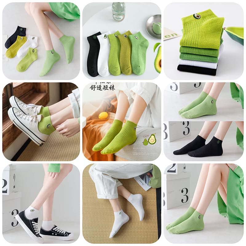 SET 5 ĐÔI TẤT KẺ PHỐI MÀU CỔ NGẮN PHONG CÁCH HÀN QUỐC SIÊU ĐẸP