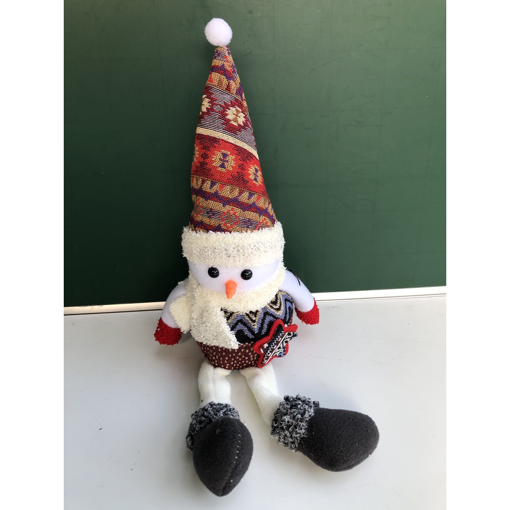 Người tuyết chân dài thổ cẩm 35cm làm quà tặng Noel và trang trí Giáng sinh