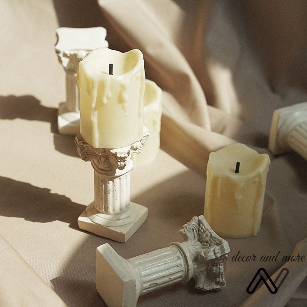 Nến điện tử nghệ thuật La Mã, tượng thạch cao trang trí phong cách decor retro