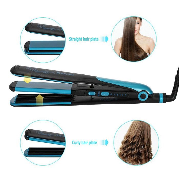 ⚡️ Bảo Hành 3 Năm ⚡️ Máy Làm Tóc 2 in 1 Duỗi Tóc Và Dập Xù Tạo Kiểu Kemei 2209 có 4 mức chỉnh nhiệt