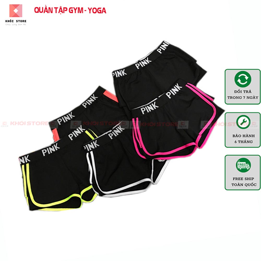  Quần đùi thể thao nữ Khói Store tập gym nâng mông Pink 2 lớp-K412