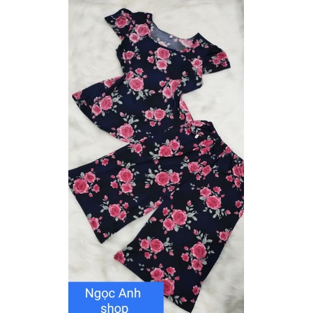 Bộ tay ngắn quần ống rộng thun aty mỹ size dưới 75kg