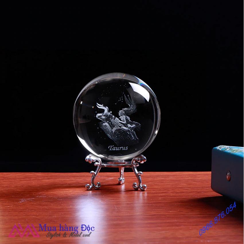 Quà Tặng Sinh Nhật 🎁 🎁 🎁 Quả Cầu Pha Lê 3D LED Cung Kim Ngưu