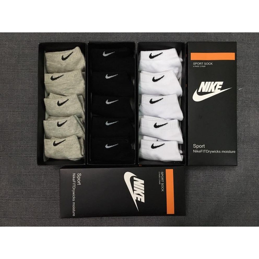 Hộp 5 đôi tất nam Nike cổ trung cotton