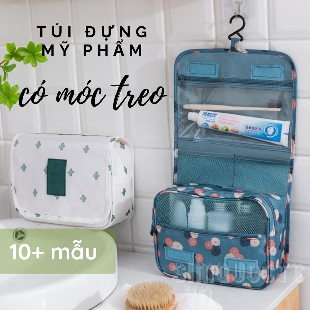 Túi đựng mỹ phẩm gập gọn, có móc treo