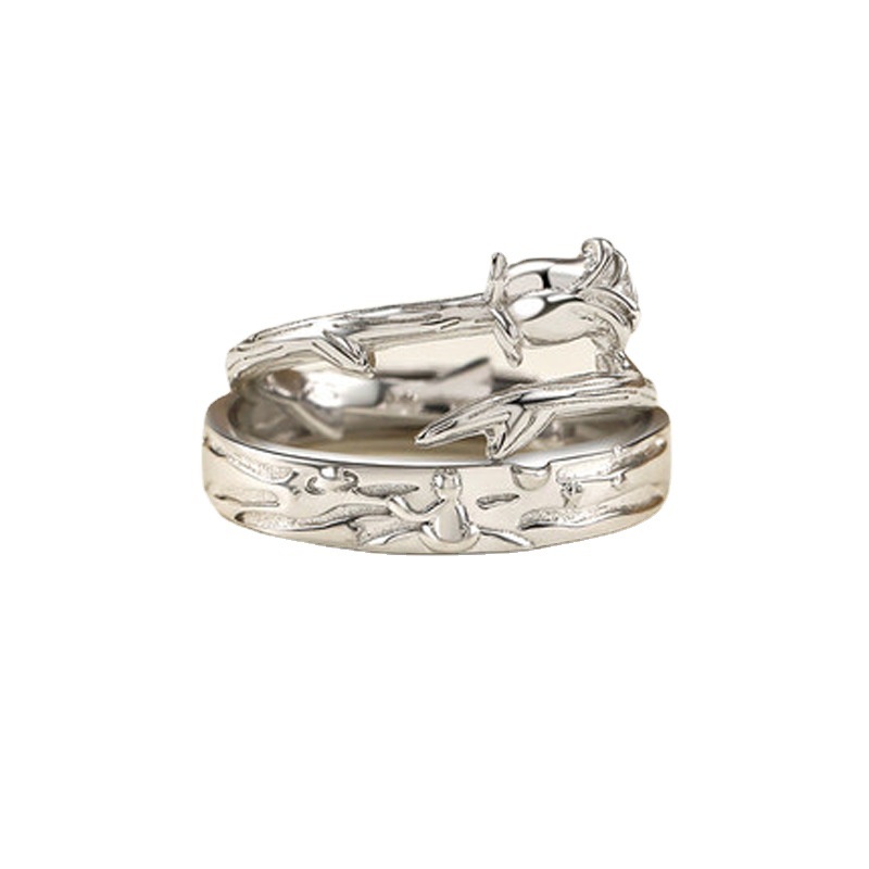 Cặp Nhẫn Đôi Hình Hoàng Tử Bé Và Hoa Hồng Cá Tính Hợp Thời Trang