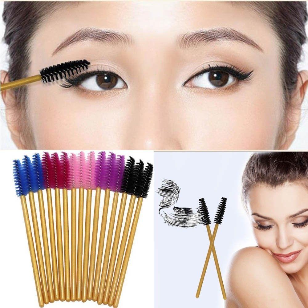 ROSE Bộ 50 Cọ Mascara Lông Mi Bằng Silicone 6 Màu Dùng Một Lần