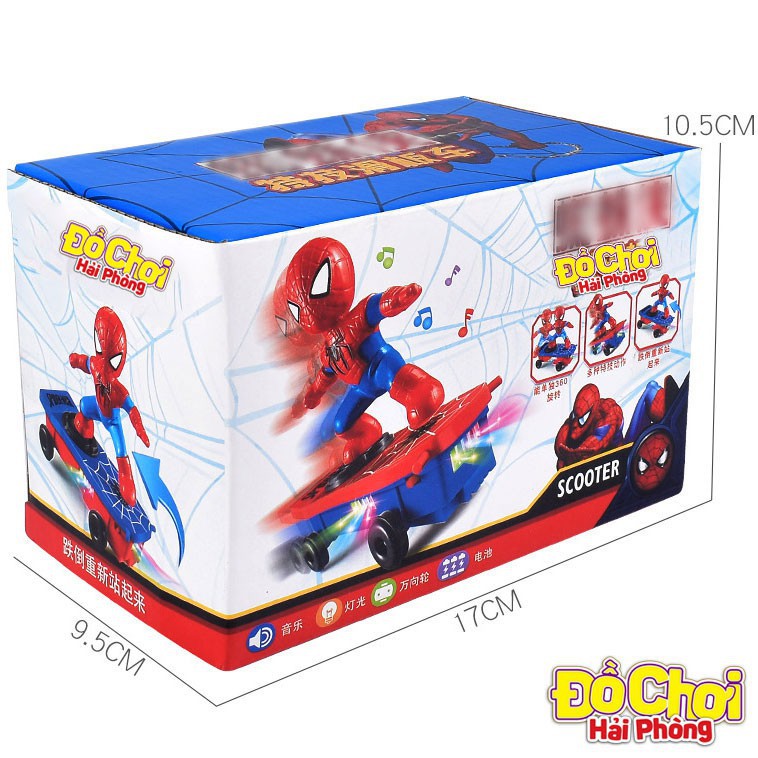 Đồ chơi trẻ em Người Nhện lướt ván - Siêu nhân nhện spiderman xoay 360 độ phát nhạc đồchơitrẻem Esiêu hot