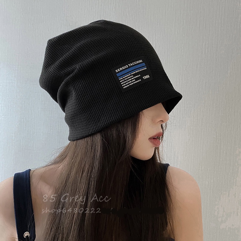 Mũ Dệt Kim Màu Đen Xám Góc Rộng 85 Độ Thời Trang Thu Đông Cho Nữ