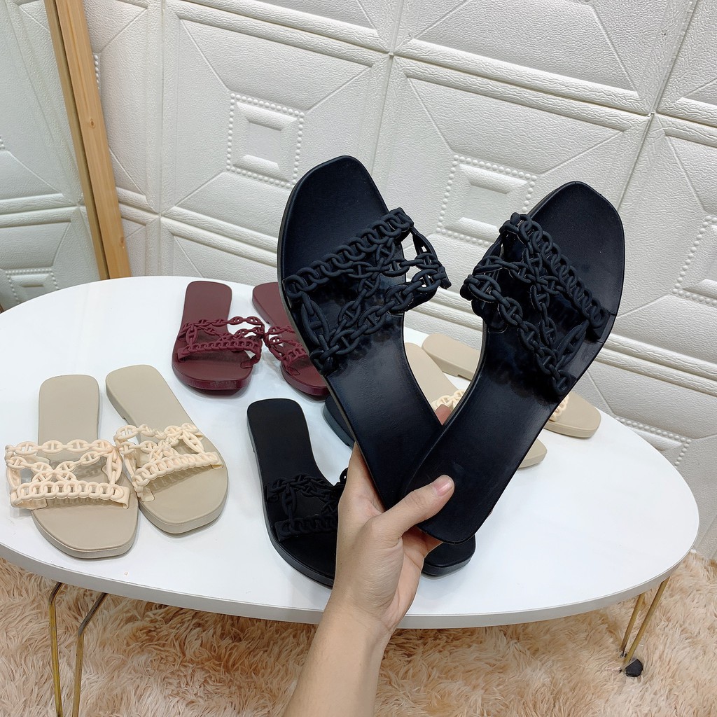 Xả hàng - Dép xích chéo loằng ngoằng đế bệt ulzzang hot trend 3H03