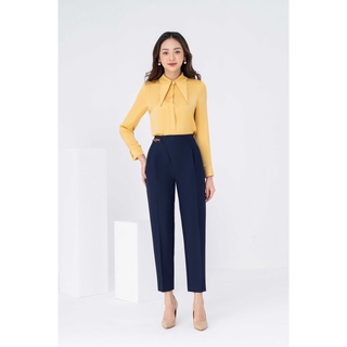 Áo sơ mi lụa phối lá cổ dài lamia design sm029 sm030
