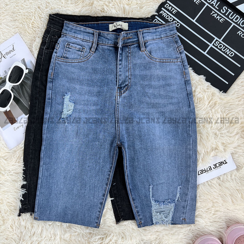 Quần Jean Lưng Cao Co Giãn Tua Lai Layla Ver.051, Ngố Cạp Cao Ôm Rách Kiểu Tôn Dáng Năng Động