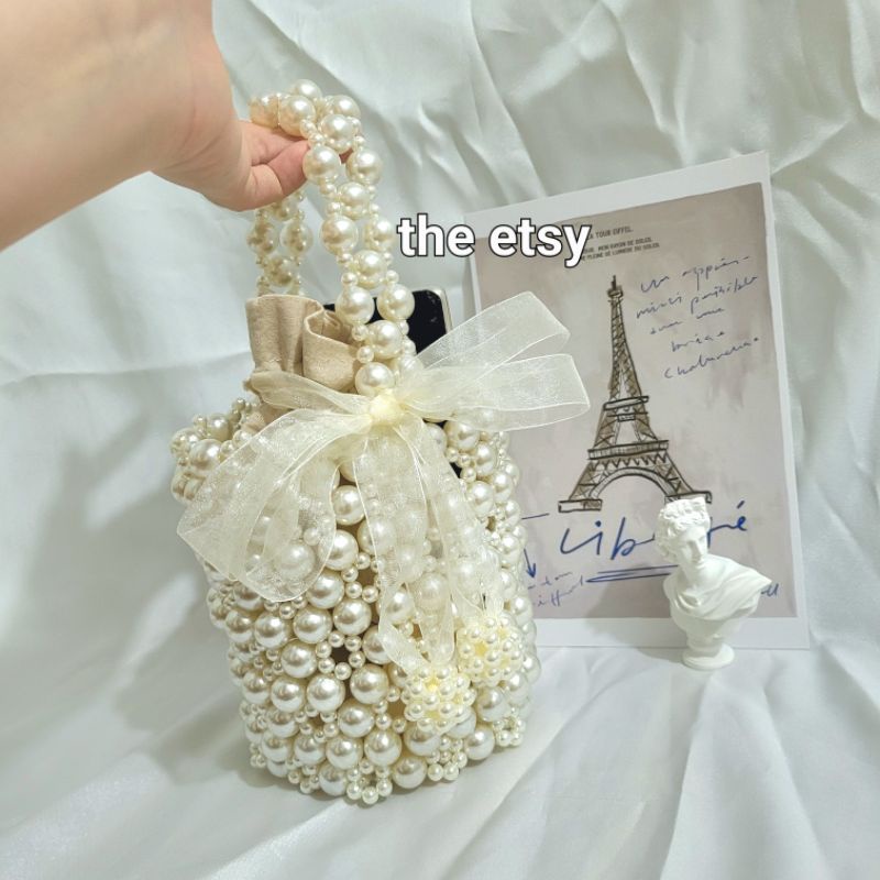 Túi Xách Nữ Đáy Tròn Handmade Làm Bằng Hạt Cườm