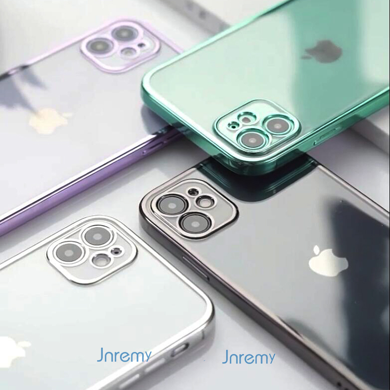 Ốp lưng TPU mềm trong suốt khổ vuông cạnh viền mạ màu cho iPhone 11 Pro Max SE 2020 X XR XS Max 6 6S 7 8 Plus | BigBuy360 - bigbuy360.vn