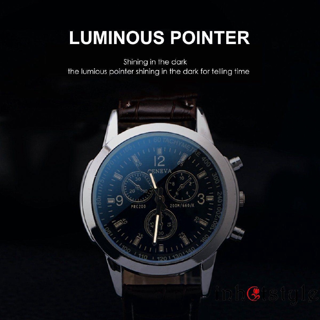 ♪TY★Men's Leather Military Business Sports Quartz Wrist Watch