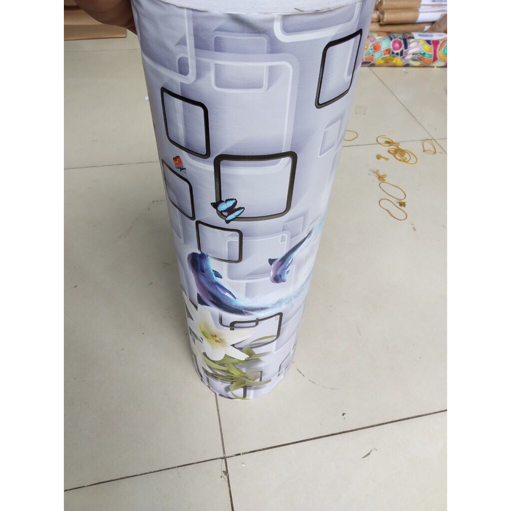 Cuộn 5M PVC giấy dán tường  - HOA LY TRẮNG CÓ CÁ HEO GR028