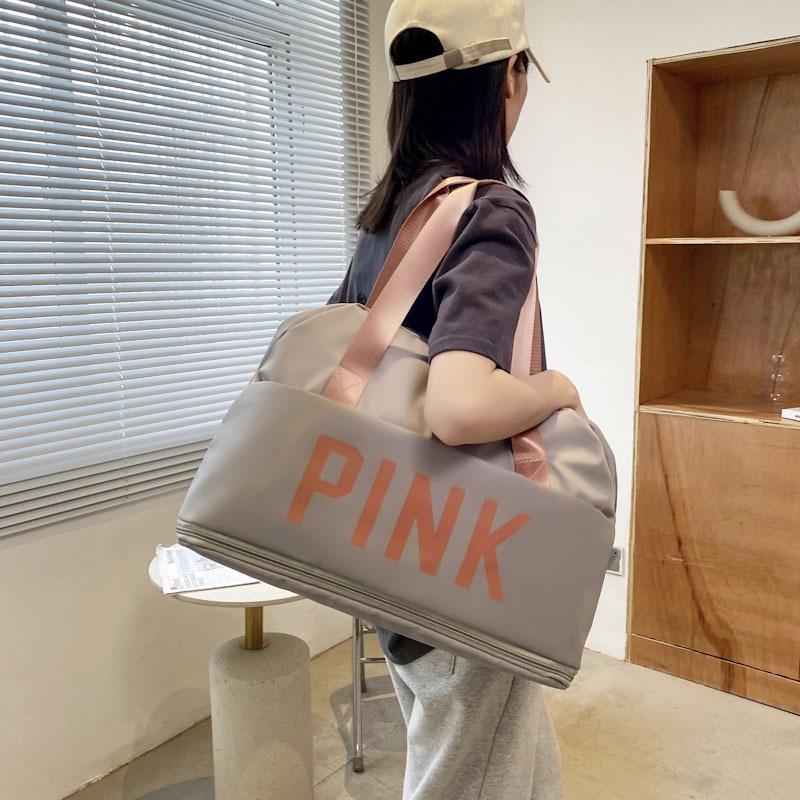 HBK Túi xách du lịch cỡ lớn 2 tầng pink, túi du lịch đa năng nam nữ đựng quần áo mỹ phẩm CAO CẤP