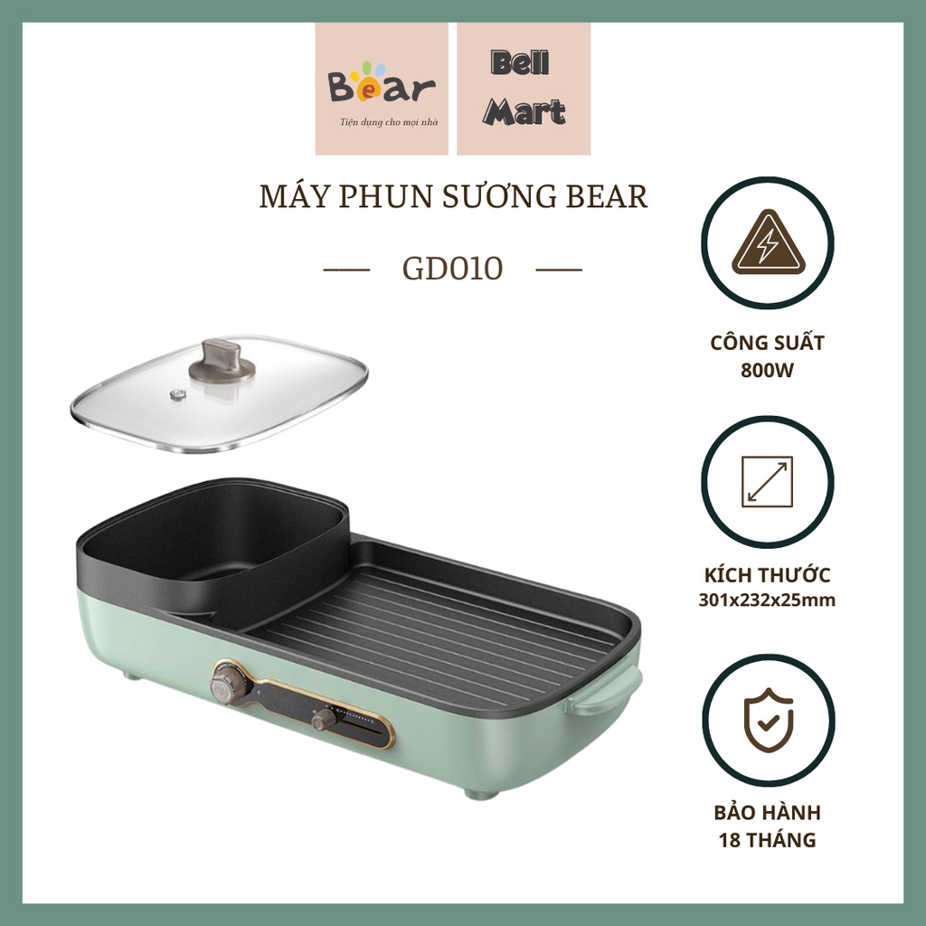 Bếp/Nồi Lẩu Nướng Điện Mini Gia Đình Đa Năng Bear Dkl - C15G1 2In1 Hàng Chính Hãng Bảo Hành 18 Tháng