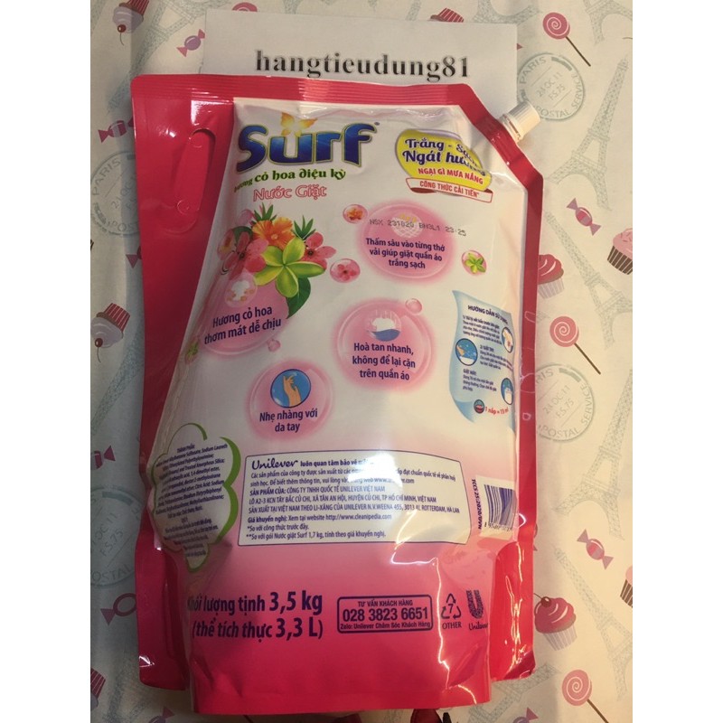 SURF Nước Giặt Hương Cỏ Hoa Diệu Kỳ Túi 3.5kg - Nước giặt Cho mọi gia đình - Tiết Kiệm Kinh tế và thời gian