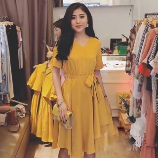 ĐẦM XÒE VÁY XÒE DÀI CỔ TIM CỘT EO ĐẸP 2019