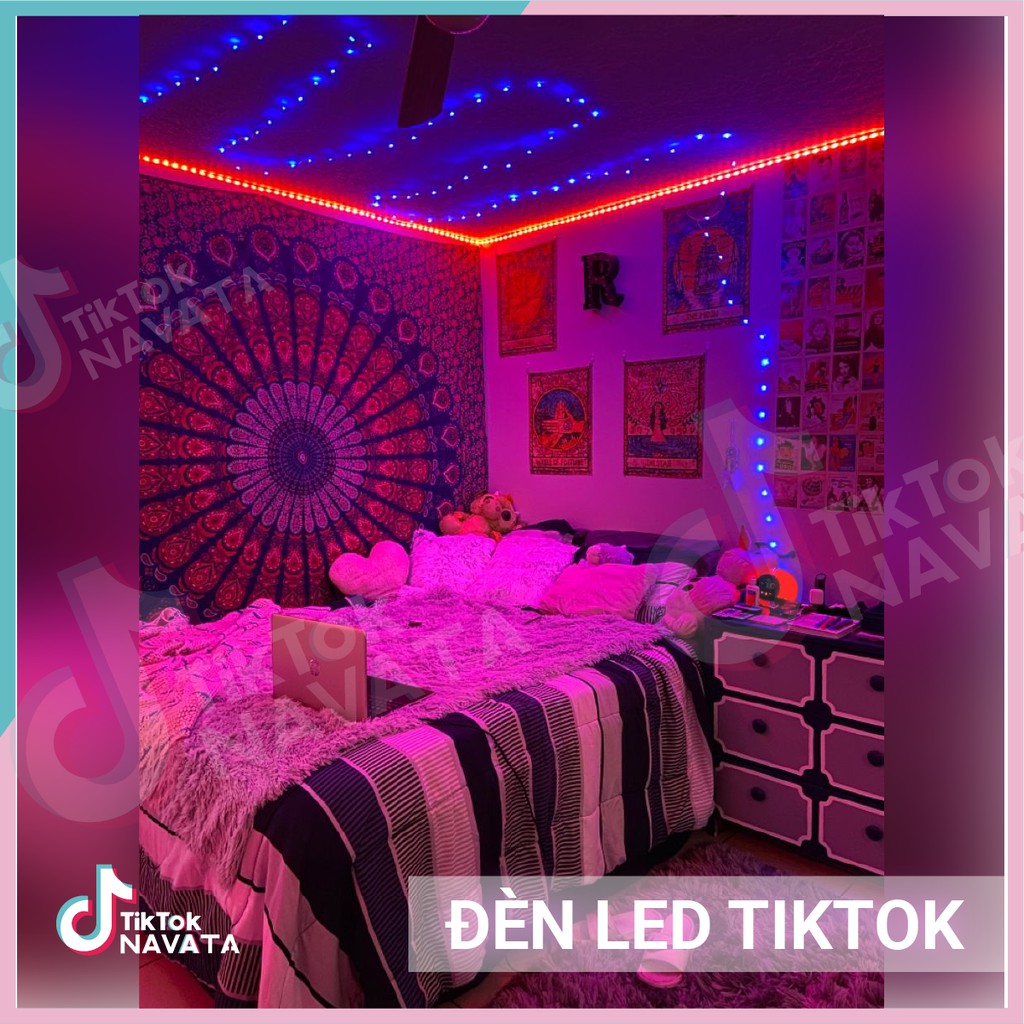 Đèn Led TikTok 5m Mix màu DIY Điều khiển 44 nút RGB Đèn trang trí phòng ngủ quay TikTok