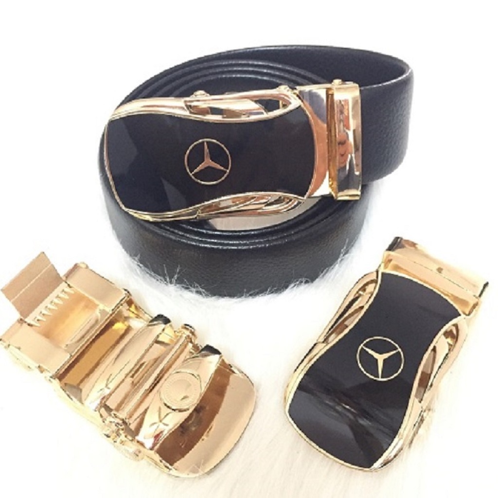 Thắt Lưng Da Nam Hàng Hiệu Mercedes Khóa Cài Cao Cấp, Dây Nịt Nam Da Bò 100% Mạ Vàng Nam Tính Chính Hãng GC25