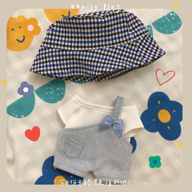 outfit for doll - Set yếm chéo jean