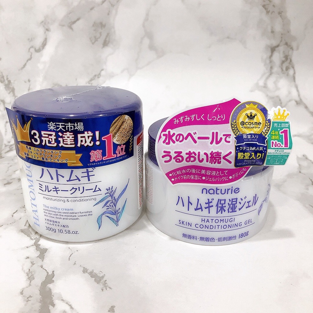 Kem dưỡng ẩm, gel dưỡng ẩm Hatomugi ý dĩ giúp sáng da Naturie Skin Conditioning Gel 180g/ The Milky Cream 300g
