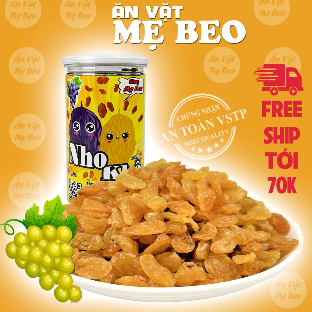 Nho khô vàng sấy không đường Mẹ Beo 500g ăn cực ngon ( Mùi nho nồng)