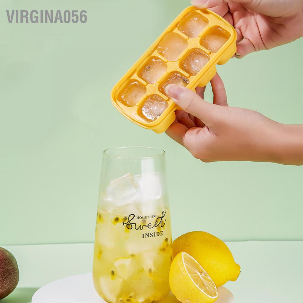 Virgina056 Ice Cube Tray 8 Nugget Transparent Silicone Freezer with Lid for Home Kitchen