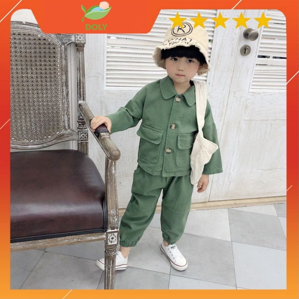 BỘ Kaki Dài Tay Cho Bé Trai Và Bé Gái 8 -28Kg DOLY STORE
