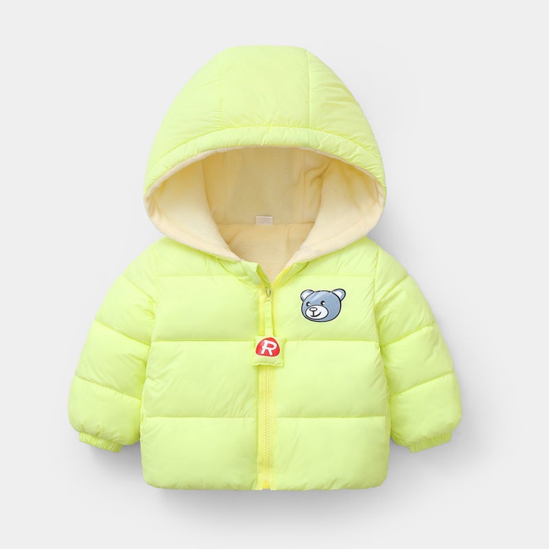 Áo khoác phao BEAR LEADER đệm nhung cotton dày có mũ trùm đầu dành cho bé trai bé gái nhỏ và vừa