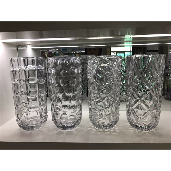 Lọ bình hoa thủy tinh trụ trắng vuông 20cm