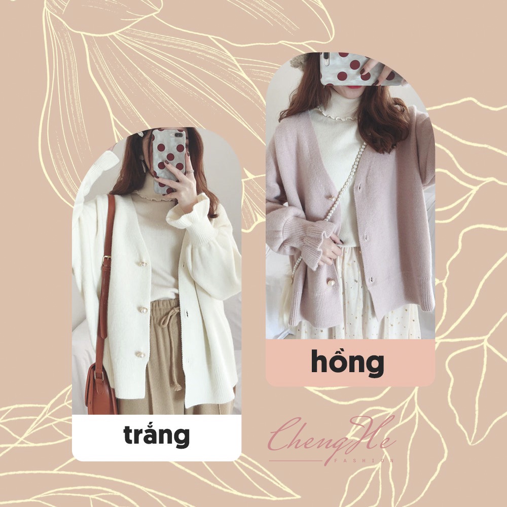 Áo cardigan len mịn nữ/ Áo khoác len tay bèo dễ thương thời trang thu đông 2021 -  A00060