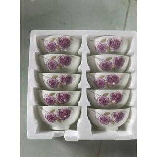 BỘ 10 CHÉN HOA VĂN CAO CẤP - CHÉN SỨ TRÁNG MEN