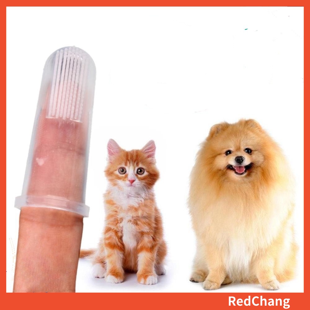 Set 2 bàn chải đánh răng đeo ngón tay bằng silicon chăm sóc răng miệng dành cho thú cưng