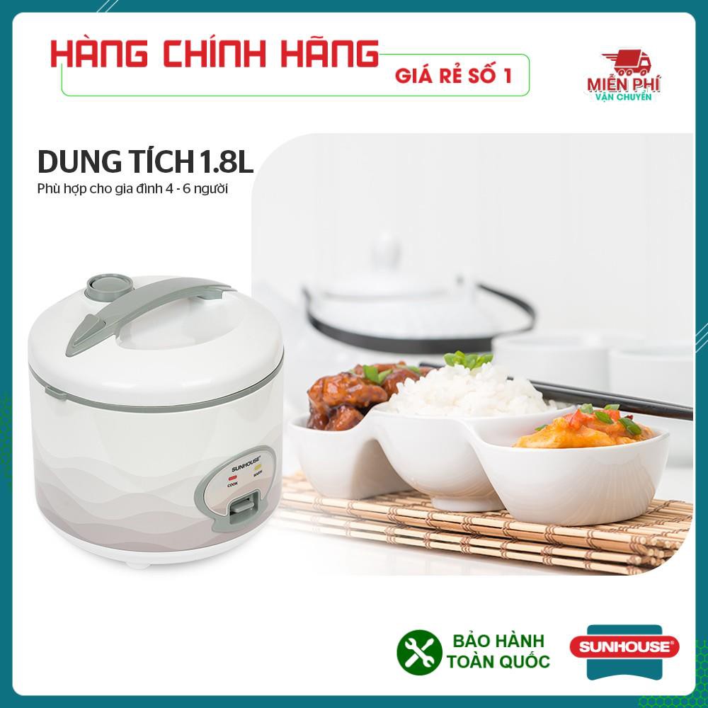 NỒI CƠM ĐIỆN 1.8L SUNHOUSE SHD8602, NỒI CƠM ĐIỆN SUNHOUSE SIÊU BỀN, BẢO HÀNH TOÀN QUỐC, LÒNG NỒI CHỐNG DÍNH WHITFORD