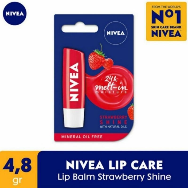 (Hàng Mới Về) Son Dưỡng Môi Nivea Chiết Xuất Dâu Tây Sáng Bóng 4.8g