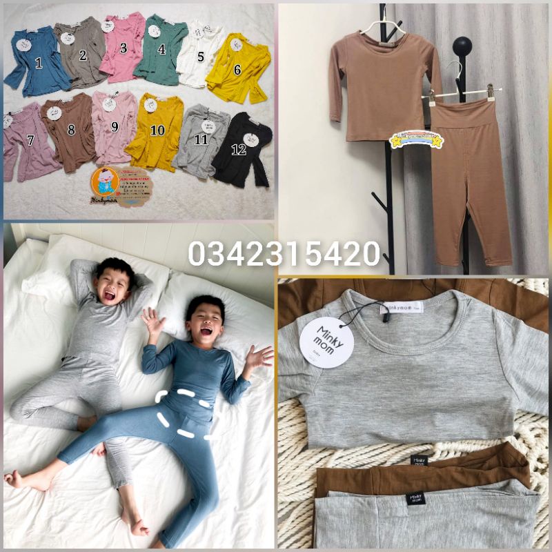 [Màu 7-12] - Bộ Dài Tay Thun Lạnh Nằm Điều Hoà MINKYMOM QUẢNG CHÂU