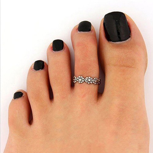 Nhẫn đeo ngón chân kiểu hở họa tiết hoa độc đáo thời trang cho nữ