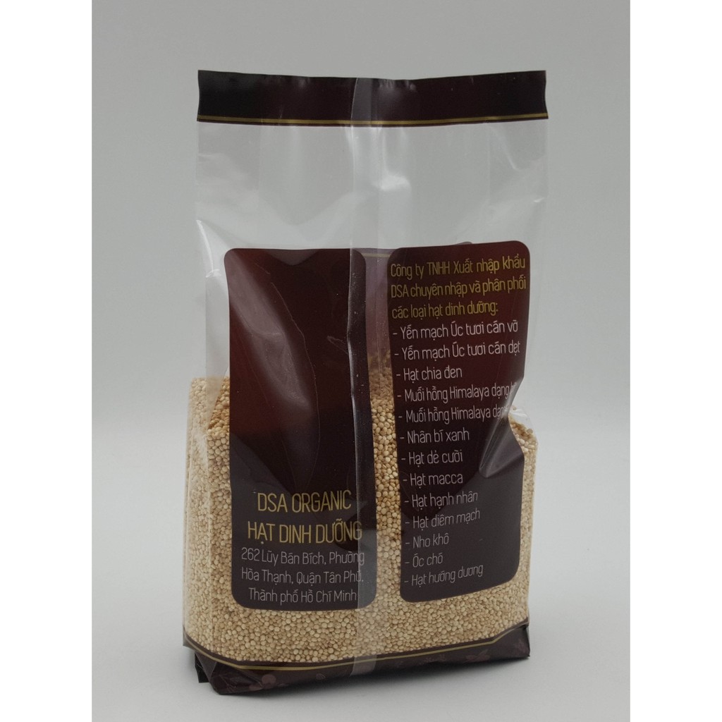 Hạt Diêm Mạch Trắng Hạt Diêm Mạch Trắng White Quinoa Organic Hiệu DSA Organic. Khối lượng 500gr.