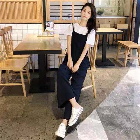 Set of Short Sleeve T-shirts + Loose Overalls Summer 2021 Fashion For Women