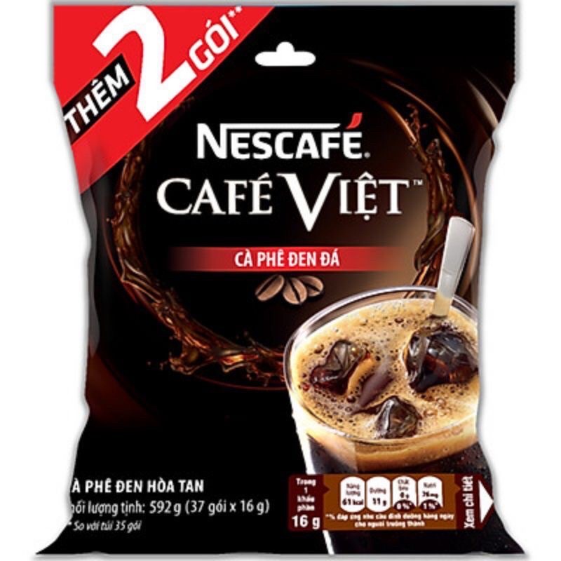 Nescafe Việt đen hoà tan (35 gói x 16g) tặng thêm 2 gói