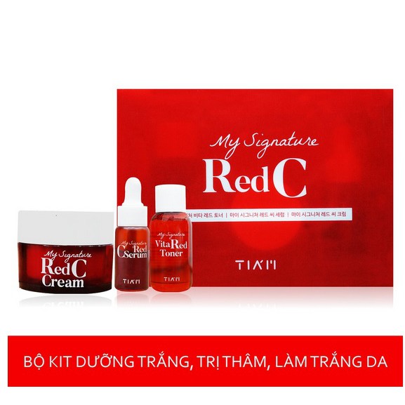 [TIAM] Bộ Kit Dưỡng Trắng Da, Mờ Thâm Nám Chăm Sóc Da Toàn Diện Tia'm My Signature Red C