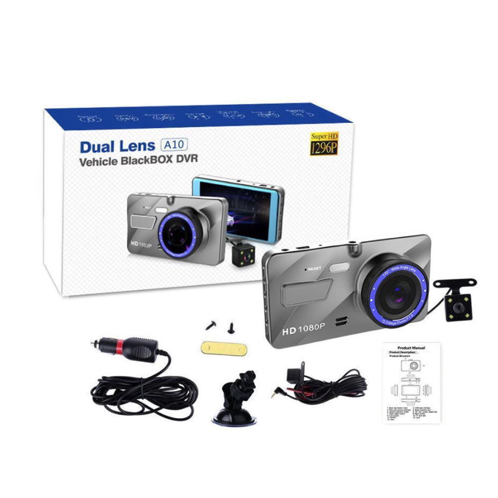 Máy quay hành trình hai ống kính màn hình FHD 1080P DVR 4" tầm nhìn đêm cho ô tô | BigBuy360 - bigbuy360.vn